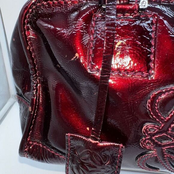LOEWE Amazona 28 Burgundy Patent Leather Handbag (minor callouts in pics) - Picture 4 of 16